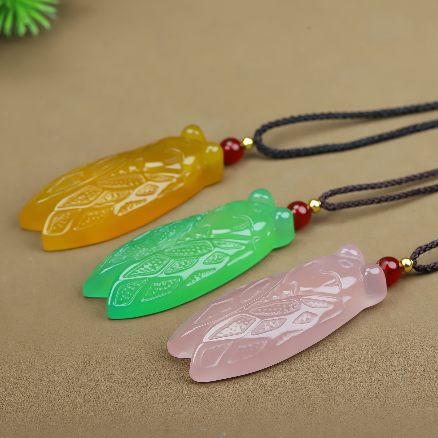 Natural Stone Cicada Pendant, Stylish Accessory